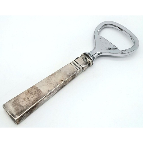 197 - A Vintage Sterling Silver Bottle Opener. 11cm. 39.5g weight.