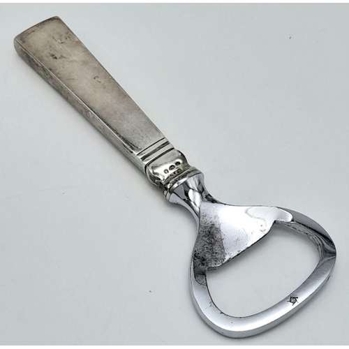 197 - A Vintage Sterling Silver Bottle Opener. 11cm. 39.5g weight.