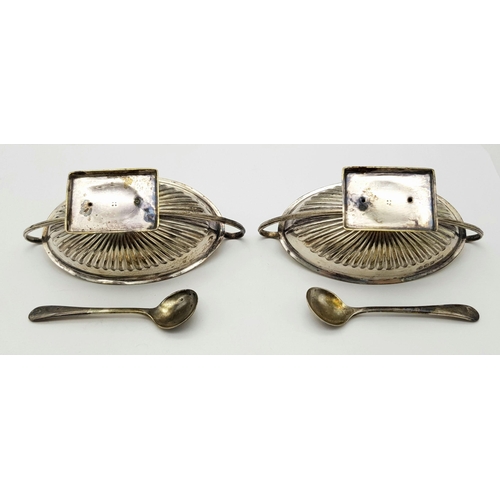 371 - Antique pair of large SILVER SALT DISHES. Corinthian style. Having a clear hallmark for Atkin Brothe... 