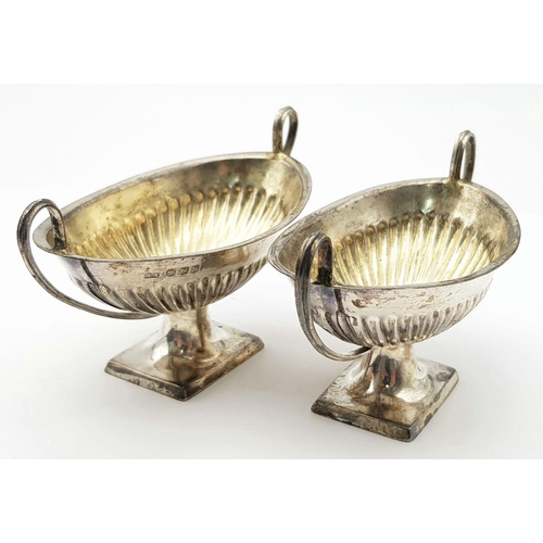 371 - Antique pair of large SILVER SALT DISHES. Corinthian style. Having a clear hallmark for Atkin Brothe... 