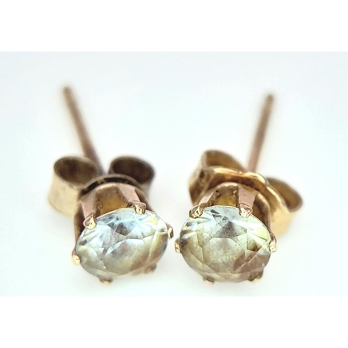 419 - A Pair of 9K Gold Stone set Earrings.