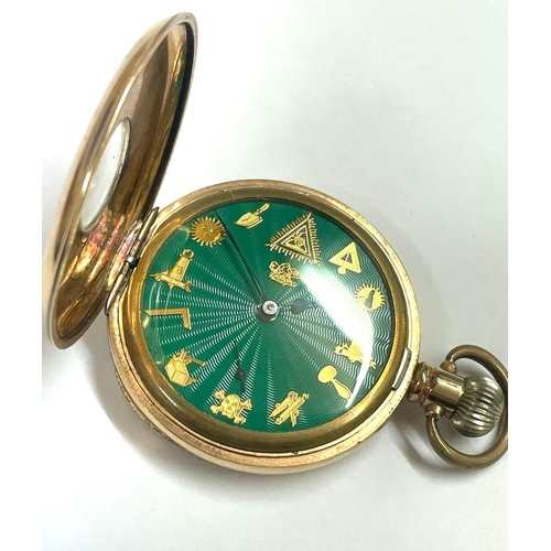 127 - A Vintage Masonic half hunter pocket watch. In working order.