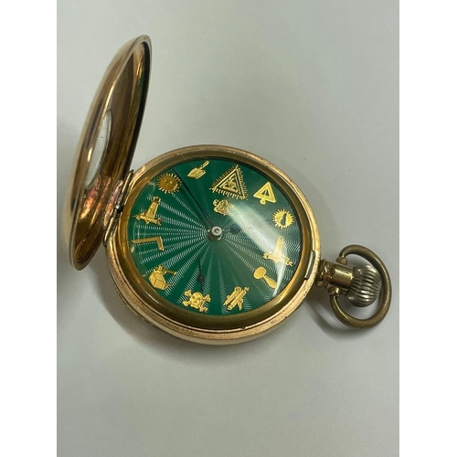 127 - A Vintage Masonic half hunter pocket watch. In working order.