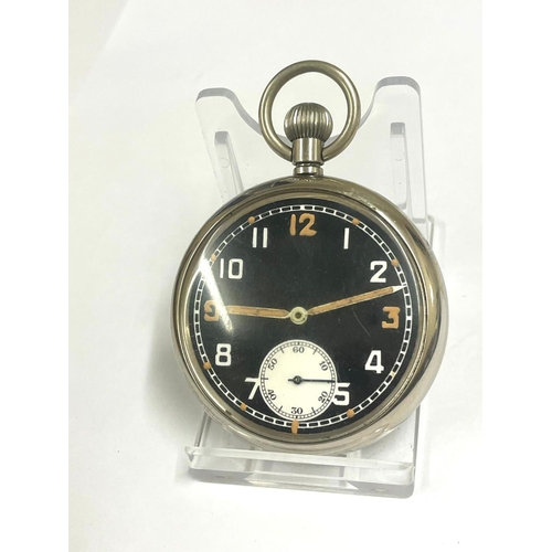 562 - A Military GSTP black dial pocket watch, as found.