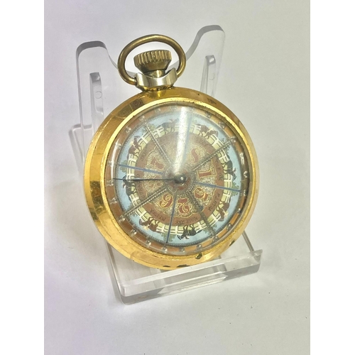 654 - A Vintage horse racing spinning gaming pocket watch. In working order.