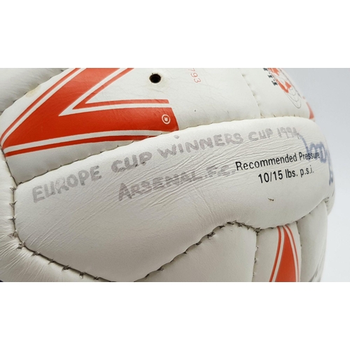 358 - A 1994 Arsenal Cup Winners Cup Signed Ball. 12 signatures in total. Arsenal beat Parma of Italy 1-0 ... 