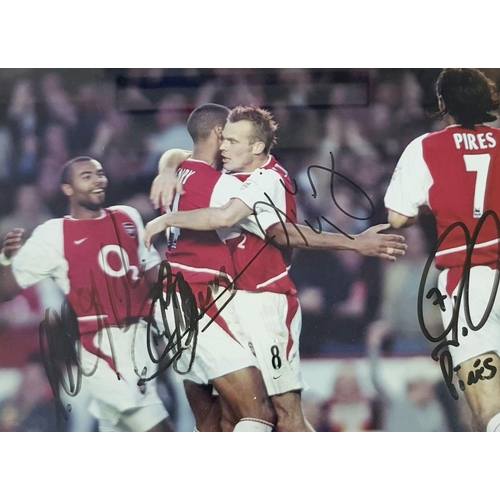 375 - A Multi-Signed Picture in Frame of Four Arsenal Invincibles - Pires, Henry, Ljundberg and Cole. 34cm... 