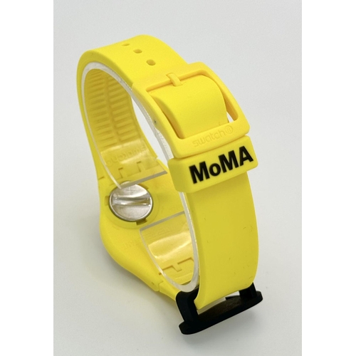 400 - A Classic Swatch MoMA Roy Lichtenstein 'Pop Art' Watch. Yellow strap and case. Lichtenstein print di... 