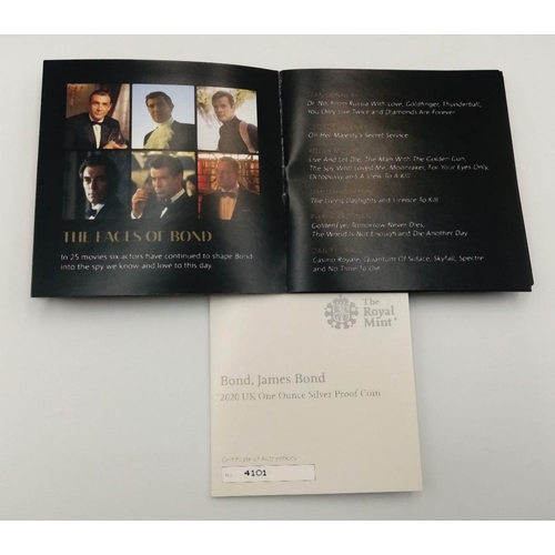 415 - A Royal Mint James Bond Commemorative Fine Silver (999) Proof Coin. Celebrating the phrase, 