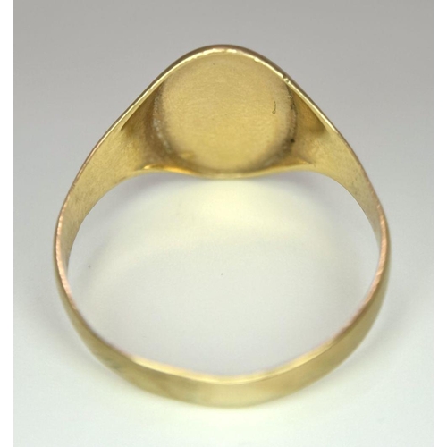 525 - Vintage  9 carat gold ‘DAD’ SIGNET RING. Oval shape top having the word DAD beneath a Diamond set st... 