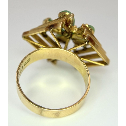 532 - Vintage 14  CARAT GOLD and JADE RING. Originally purchased in Hong Kong in 1980s . Absolute statemen... 