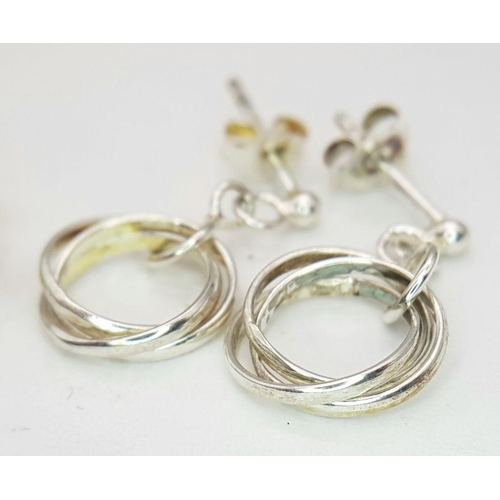 595 - 3 x Pairs of ‘HOBBS’ SILVER DESIGNER EARRINGS. Complete with HOBBS ring boxes. Condition new and unw... 