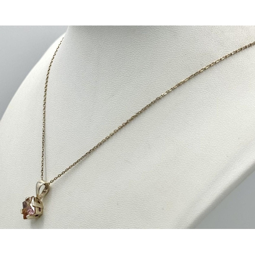 644 - ‘HOBBS’ SILVER PENDANT set with LAB MORGANITE and mounted on a  fine SILVER CHAIN. Complete with jew... 