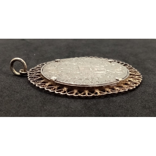 651 - Impressive 1780 Marie Teresa SILVER COIN mounted  as a PENDANT. Coin Condition is very fine. Having ... 