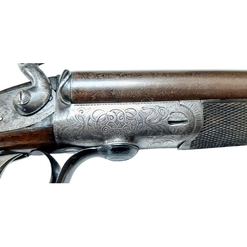 585 - A Double Damascus Barrel, 14 bore pinfire, Underlever Action Shotgun. Made by World famous Royal gun... 