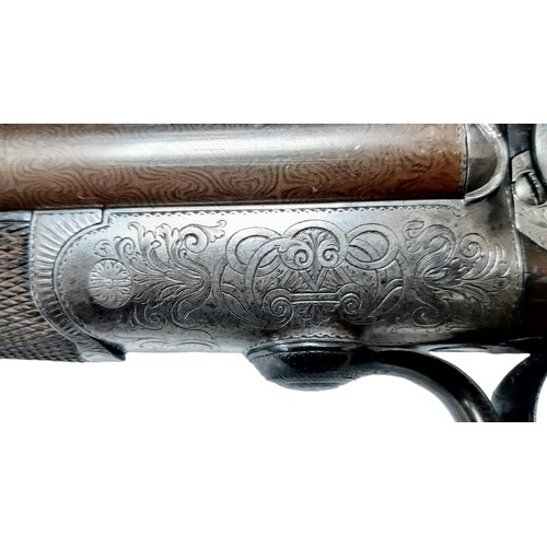 585 - A Double Damascus Barrel, 14 bore pinfire, Underlever Action Shotgun. Made by World famous Royal gun... 