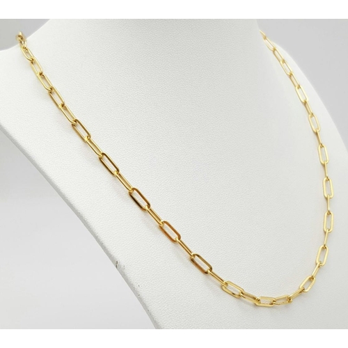 582 - An 18K Yellow Gold Elongated Link Chain. 46cm length. 5.55g weight.