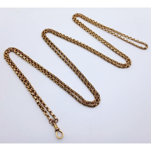 3 - An Antique 9K Gold Rope Length Belcher Link Chain with an Antique Albert Chain Clasp. 160cm length. ... 