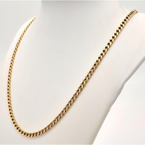 4 - A 9K Yellow Gold Flat Curb Link Chain. 52cm length. 12.3g weight.