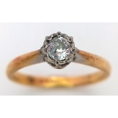 81 - An 18K Yellow Gold Diamond Solitaire Ring - 0.40ct brilliant round cut. Size L 1/2. 2.65g total weig... 