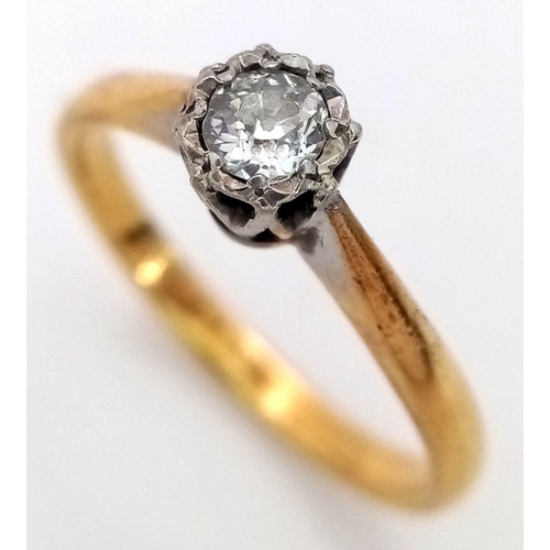 81 - An 18K Yellow Gold Diamond Solitaire Ring - 0.40ct brilliant round cut. Size L 1/2. 2.65g total weig... 