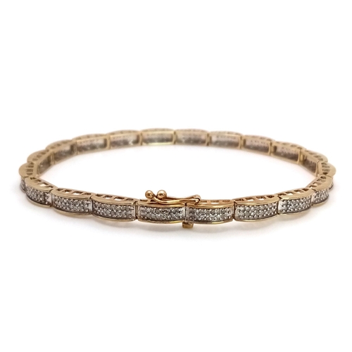 104 - 9K YELLOW GOLD DIAMOND SET BRACELET. 1.20CT 10.4G IN WEIGHT. APPROX. 19CM IN LENGTH. Ref: SC 9020.