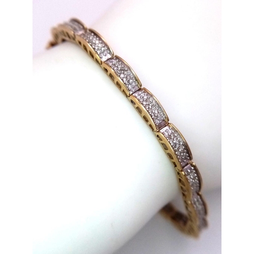 104 - 9K YELLOW GOLD DIAMOND SET BRACELET. 1.20CT 10.4G IN WEIGHT. APPROX. 19CM IN LENGTH. Ref: SC 9020.