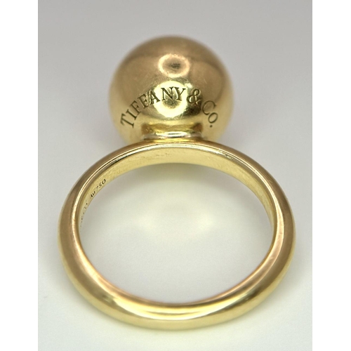 20 - 18K YELLOW GOLD TIFFANY & CO BALL RING. 7.3G IN WEIGHT. SIZE I AND 1/2. Ref: SC 9067.