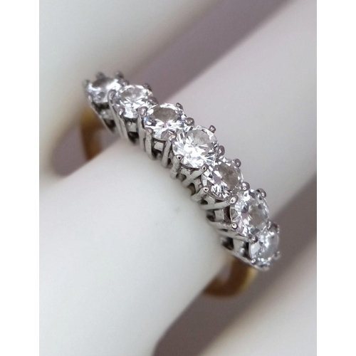 41 - AN 18K YELLOW GOLD DIAMOND 7 STONE RING - 0.95CT. 2.9G. SIZE M.

REF: A/S 1079