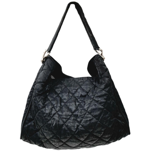 68 - A Chanel Crinkled coated Canvas Le Marais Hobo Bag. Black soft crinkled coated canvas, silver-toned ... 