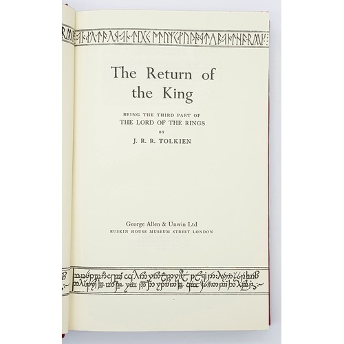 64 - A First Edition Set of the Lord Of The Rings Trilogy Books by J.R.R. Tolkien. The Fellowship of The ... 