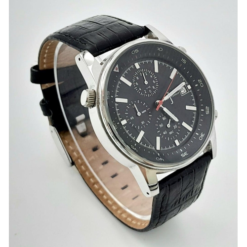 14 - Gentleman’s  ‘JASPER CONRAN’ CHRONOGRAPH WRISTWATCH. Black face multi dial model, with iconic red se... 