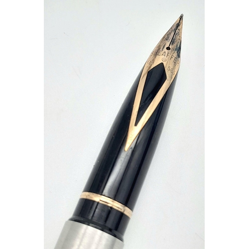 35 - Vintage SHEAFFER ‘TARGA’ FOUNTAIN PEN. Chrome finish with 14 carat GOLD nib. Excellent condition.