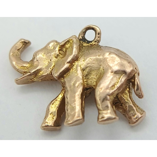 63 - 9 carat GOLD ELEPHANT CHARM. 3.2 grams.