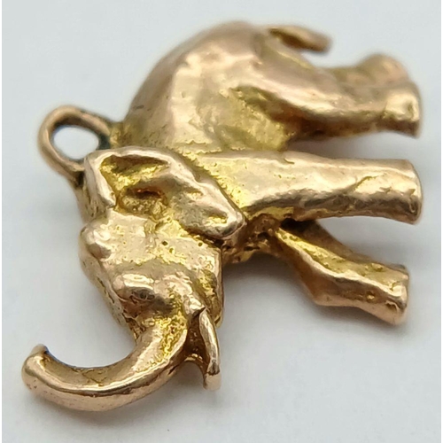 63 - 9 carat GOLD ELEPHANT CHARM. 3.2 grams.