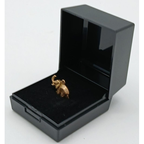 63 - 9 carat GOLD ELEPHANT CHARM. 3.2 grams.