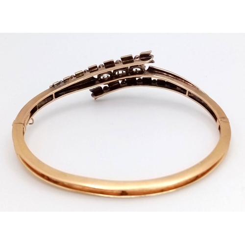 15 - A 18K Yellow Gold 45 Old Cut Diamond Set Bangle, 16.7g total weight, 5cm diameter.

ref: SS01