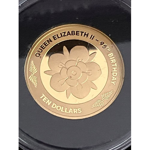 42 - 1/4 Ounce 24 Carat SOLID GOLD COIN. Struck by the New Zealand mint to for the 95th birthday of Queen... 