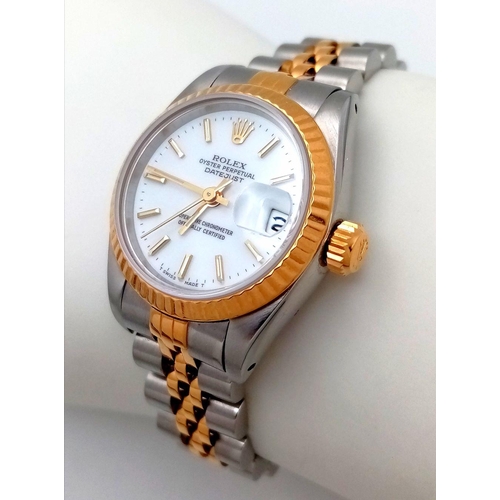 16 - A Rolex Oyster Perpetual Datejust Ladies Watch. Model 69173. Bi-metal (gold and stainless steel) bra... 