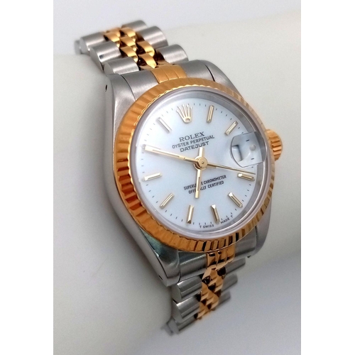 16 - A Rolex Oyster Perpetual Datejust Ladies Watch. Model 69173. Bi-metal (gold and stainless steel) bra... 