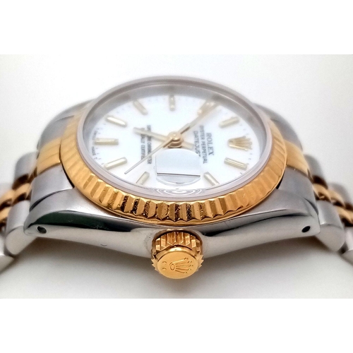 16 - A Rolex Oyster Perpetual Datejust Ladies Watch. Model 69173. Bi-metal (gold and stainless steel) bra... 