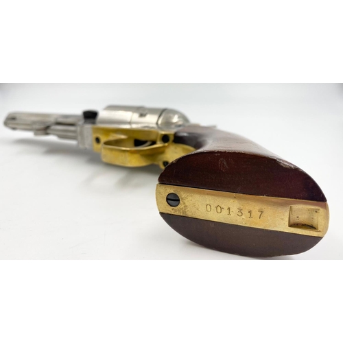 290 - A DEACTIVATED COLT 1851 NAVY BY PIETTA, BEAUTIFULLY ENGRAVED. WOODEN HANDLES AND POLISHED BRASS TRIM... 