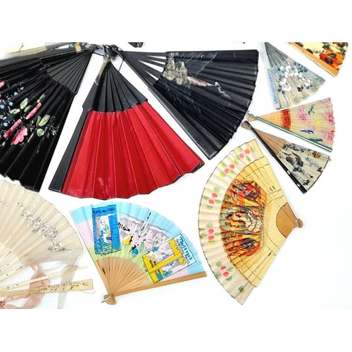 135 - A selection of 29 vintage/antique hand fans, various designs and sizes, both print and hand painted,... 