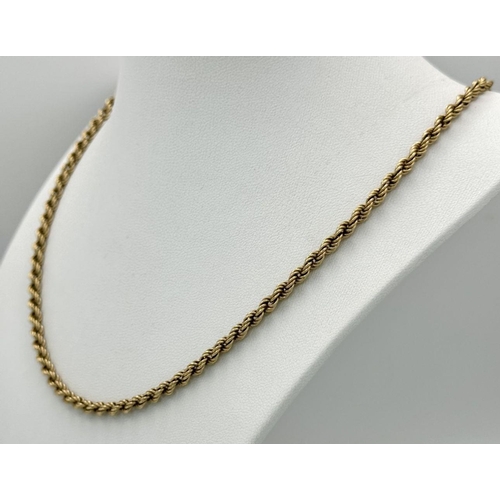 22 - A Classic 9K Yellow Gold Rope Necklace. 56cm. 7.2g.