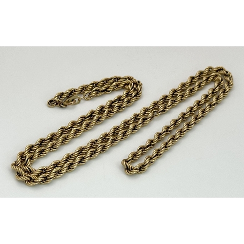 22 - A Classic 9K Yellow Gold Rope Necklace. 56cm. 7.2g.