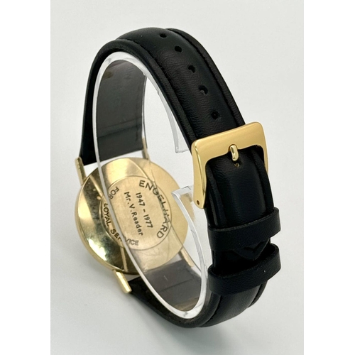 8 - A Vintage 9K Gold Cased Longine Gents Watch. New black leather strap. 9k gold case - 32mm. Recently ... 