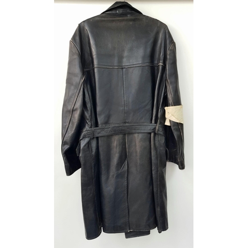 209 - WW2 French Resistance Leather Coat with armband. Both are period pieces and were found together.