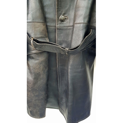 209 - WW2 French Resistance Leather Coat with armband. Both are period pieces and were found together.