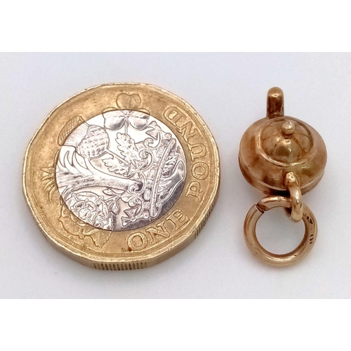 217 - Vintage 9 carat GOLD CHARM in the form of  a Teapot. Full UK hallmark. 0.97 grams.