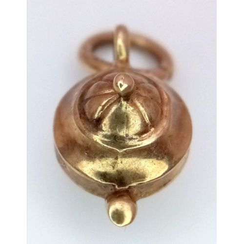 217 - Vintage 9 carat GOLD CHARM in the form of  a Teapot. Full UK hallmark. 0.97 grams.